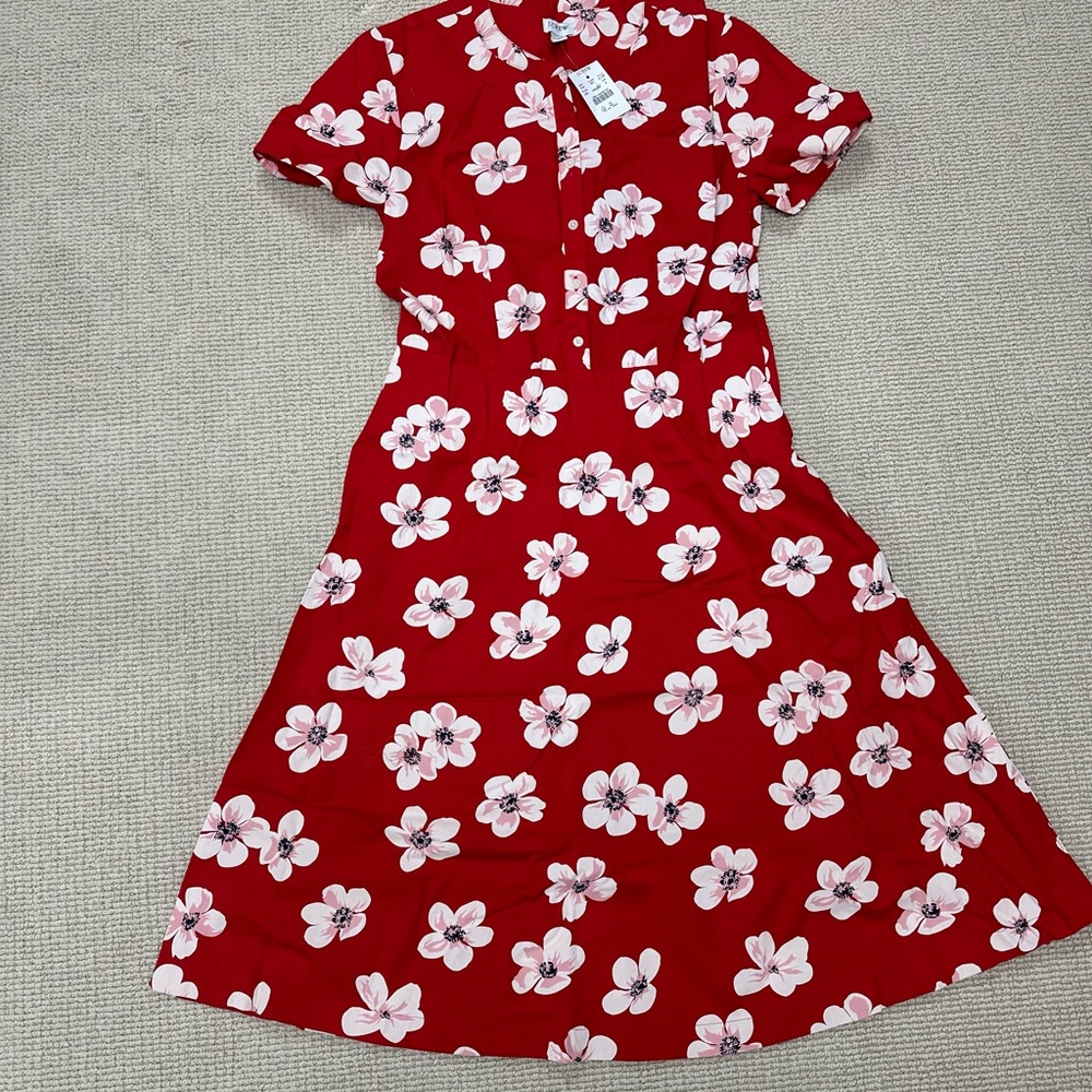 JCrew red floral dress NWT